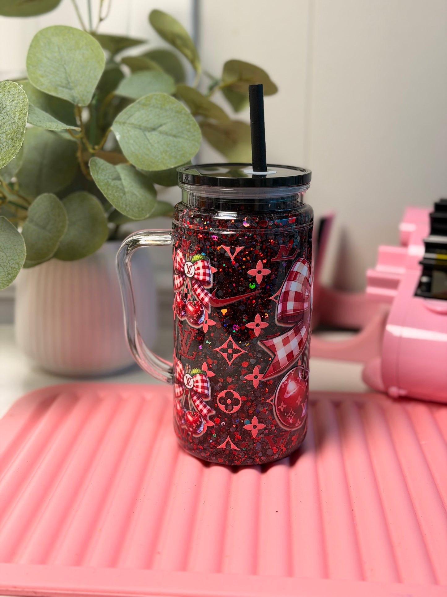 Cherry|LV 16oz Acrylic Snowglobe with handle